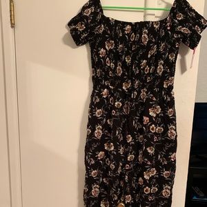 Xhilaration Women’s black floral jumpsuit